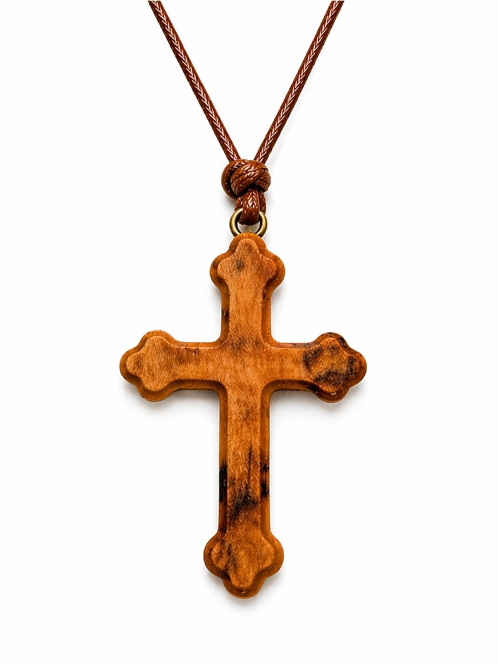 ✝️ Olive Wood Cross Necklace Handcrafted Adjustable Cord Lightweight Gift